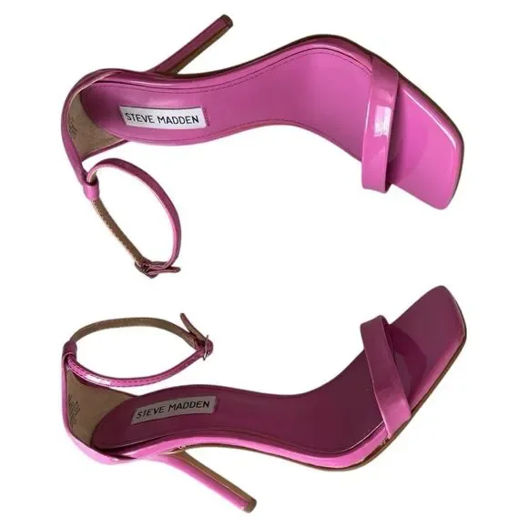 Steve Madden Shaye Pink Patent Heeled Sandal - Picture 5 of 9